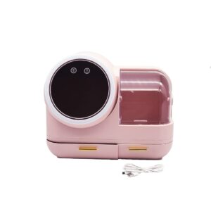 Plastic Cosmetic Organizer Box Makeup Storage Cases with Mirror Led Light, Fan and USB Charging
