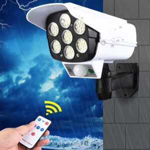 1Pcs Solar Security Motion Sensor Light with Remote Control, Dummy Surveillance CCTV