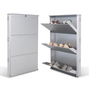 JAIMINI 3 Door Metal Shoe Rack Wall Mounted for Home
