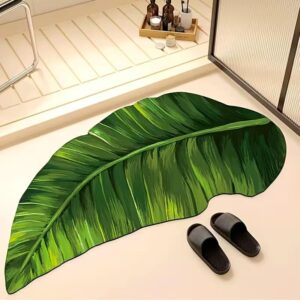 Leaf Shaped Rug Mat, Multicolour, Velvet, Anti-Skid Floor Mat