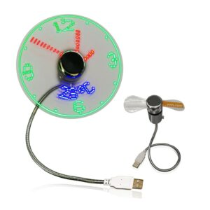 Led Clock Fan with Temperature Desktop Flexible Cooling Fan for Desk Summer Travel