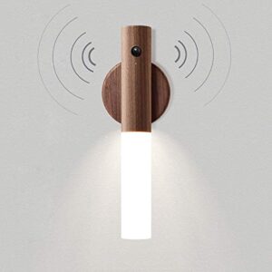 Motion Sensor Wall Lights Wood Battery Operated Sconce Light