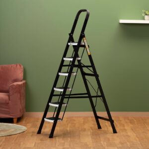 BonKaso Premium Alloy Steel Heavy Duty Multipurpose Foldable 6 Step Ladder