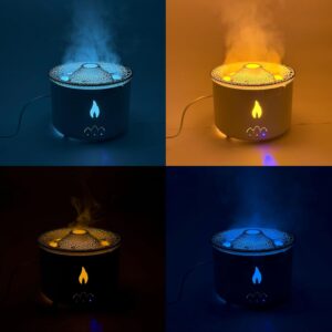 BeaconOverseas Volcano Flame Diffuser Humidifier Room Portable Room Air Purifier (White)