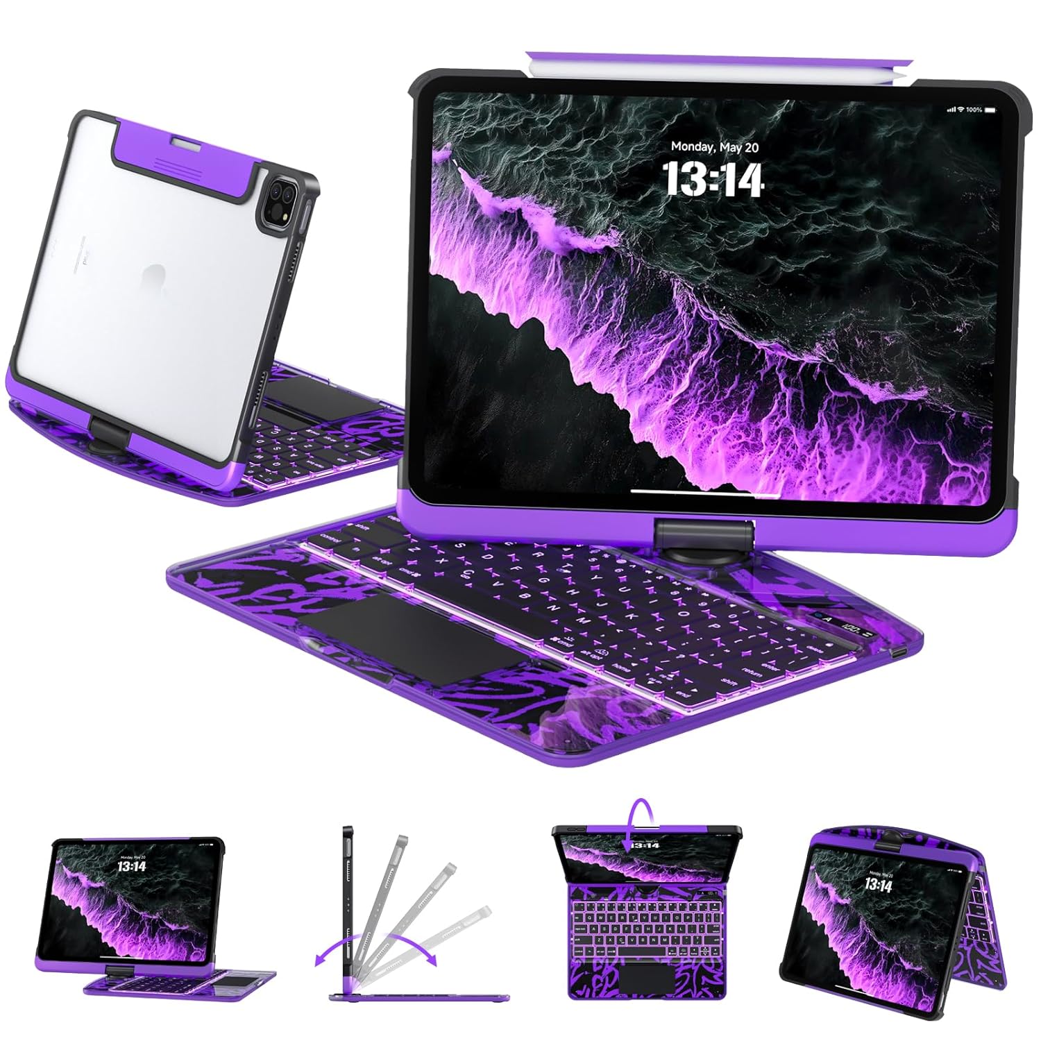Transparent Case with Keyboard for iPad Air 13 Inch