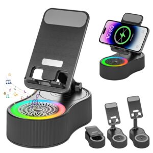 Cell Phone Stand with Bluetooth Speaker - Wireless Bluetooth Speaker with 360° Rotatable Phone Holder